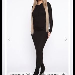 Black maxi hooded dress
